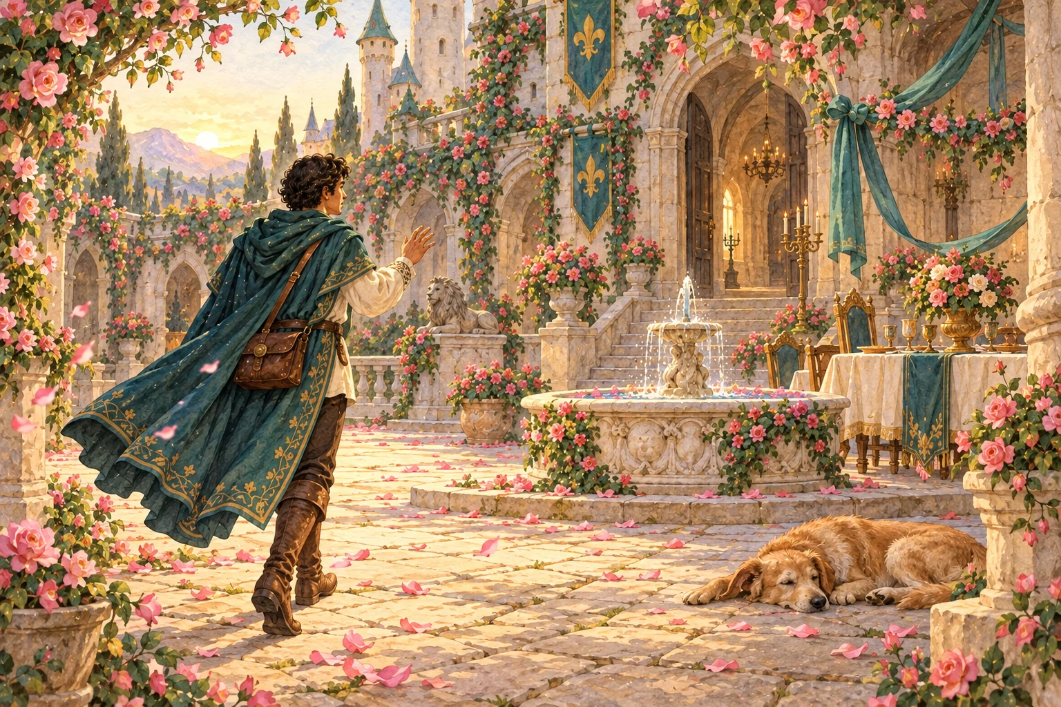 He walked slowly, amazed by the petals drifting around his boots.